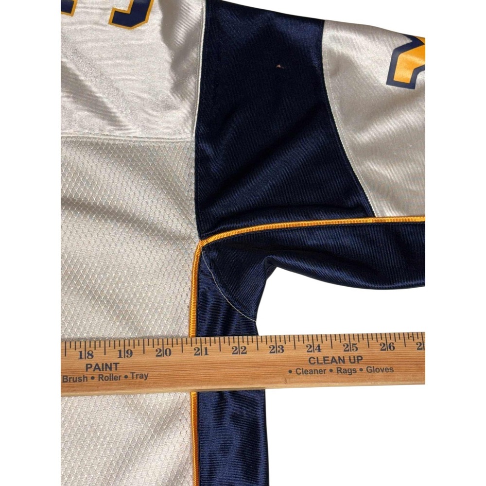Vintage West Virginia Mountaineers #32 Football Jersey Starter White Navy B30 - Picture 3 of 4